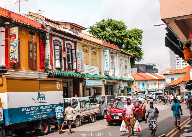 Straße in Little India, Singapur