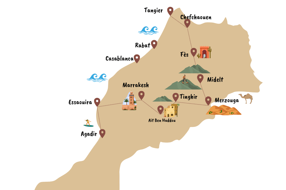 Map Karte Marrokko