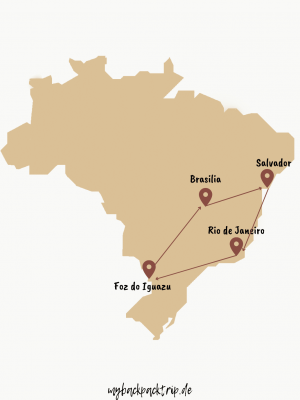 Karte mit einer Brasilien Rundreise Route