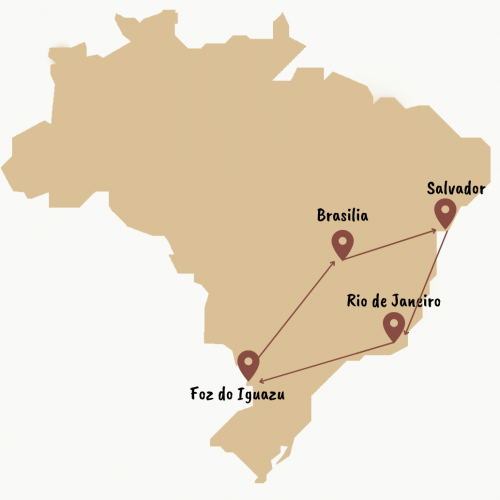 Karte mit einer Brasilien Rundreise Route