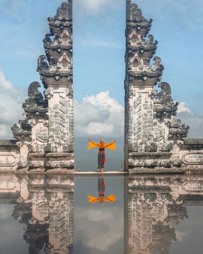 Der Lempuyang Tempel auf Bali mit Blick auf den Mount Agung